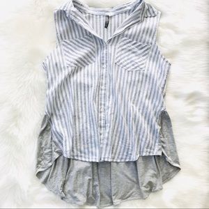 Allison Joy Blue & White Stripe Button-Down Top Size M